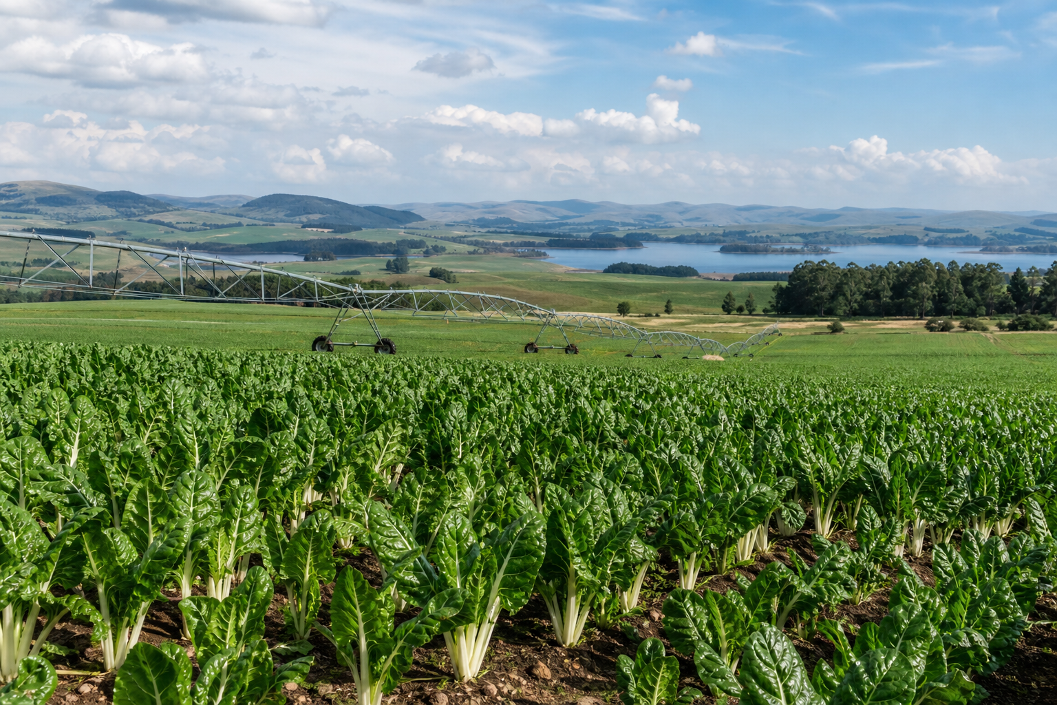 Spinach field near Midmar Dam, Howick